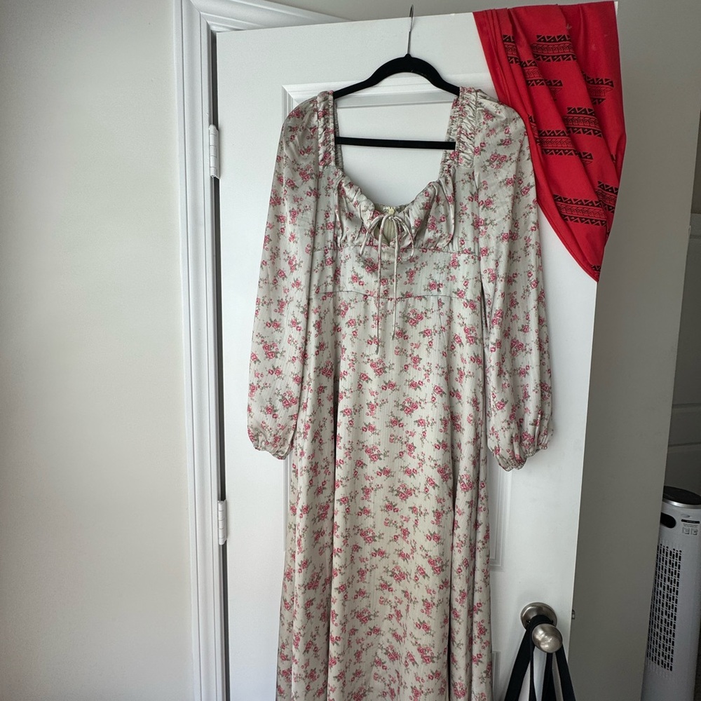 Altar'd State Cream Dress with Pink Floral Pattern